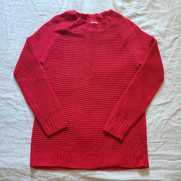 My Style Women's Casual Colorful Red Knit Raglan Sleeves Boat Neck Warm Sweater - Picture 8 of 12